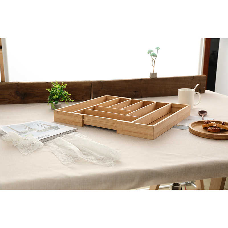Expandable Bamboo Kitchen Utensils Drawer Organizer