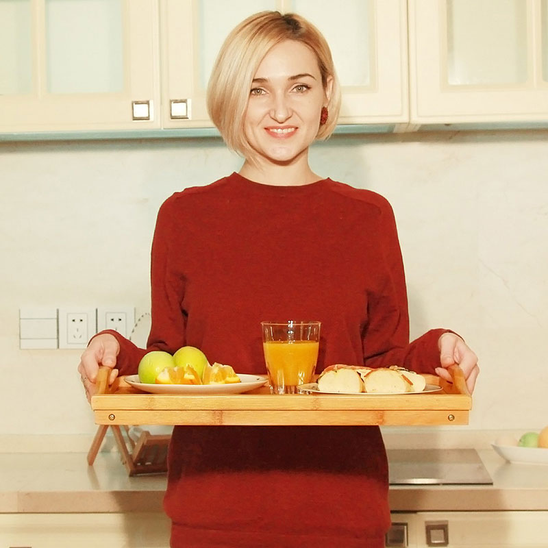 Household Bamboo Breakfast Service Table