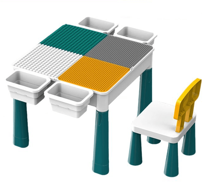 Household Blocks Table with Storage and Chair for Kids Ages 4-8 years